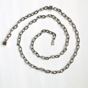 Vintage Calvin Klein 32” Silver Tone Cable Chain Necklace / Belt w/ 8” Extender